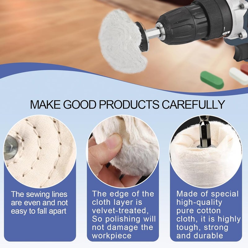 neeki 14pcs Drill Polishing Wheel and Polishing Compound, Soft Drill Brush with 1/4 Hexagonal Shank, Suitable for Metal, Stainless Steel, Jewelry, Wood, Ceramic, Glass, etc. - Image 3